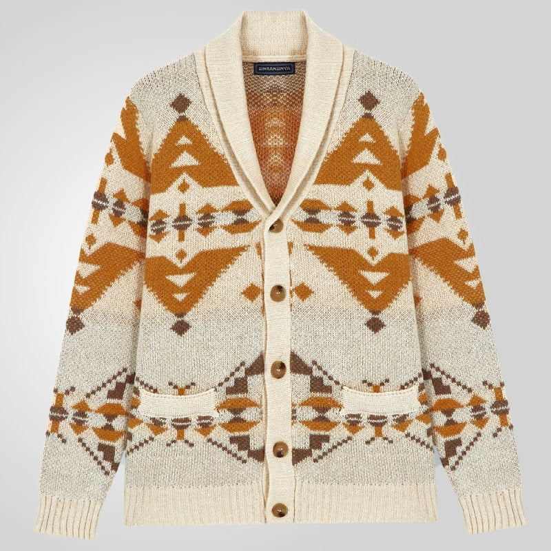 Men Wind Jacquard Knitted Jumper Long-Sleeved Outerwear Jacket Top | SY0052