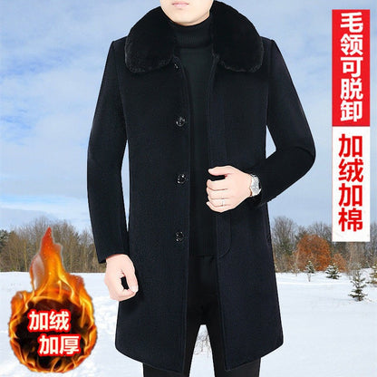 Uomo Cappotto Britannico Giacca di Lana Invernale Cotone Pesante Slim Miscela Casual Trench | 805 