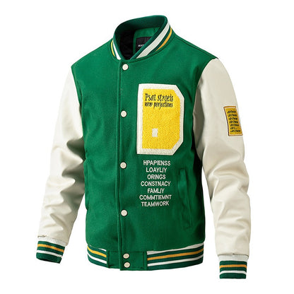Men's Winter Color-Blocked Woolen Baseball Jacket Casual & Stylish Fashion Coat | 77162