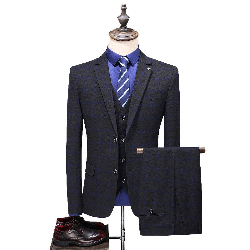 Completo da uomo di qualità premium, 3 pezzi, monopetto, blazer, gilet e pantaloni, casual, da festa e da lavoro, due bottoni, vestibilità elegante | TZ94 
