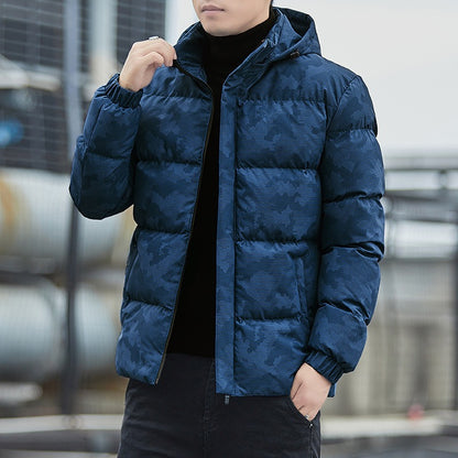 Veste coupe-vent décontractée pour homme, manteau d'hiver chaud à capuche épais et rembourré 