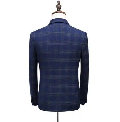 Completo da uomo a quadri 3 pezzi slim fit doppiopetto giacca gilet pantaloni | 6027