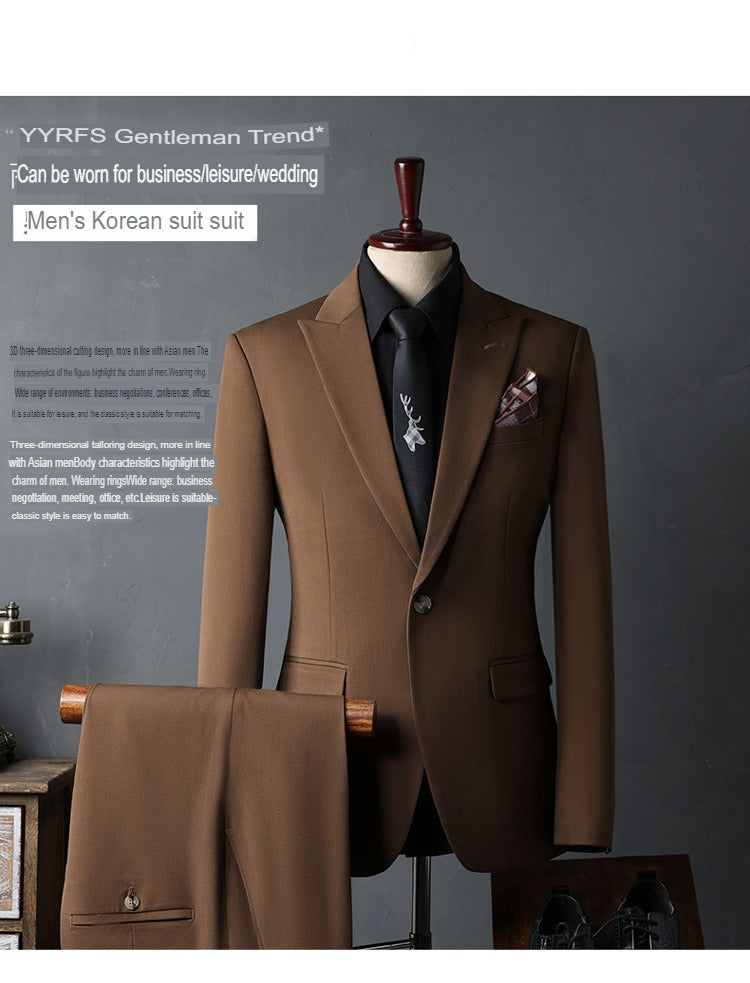 Ensemble de costumes pour hommes en polyester, robe de mariée, smoking d'affaires, 2 pièces (blazer + pantalon) | S8018 