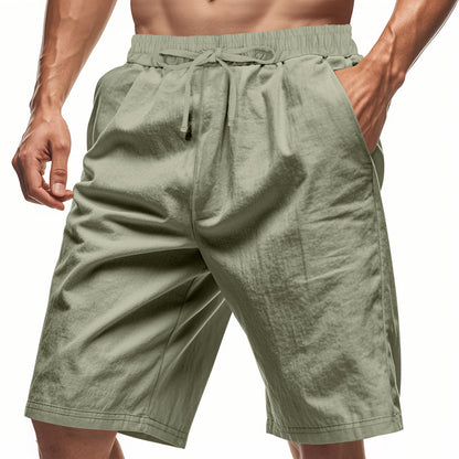 Men's Lightweight Linen-Blend Beach Shorts - Relaxed Fit 5-Inch Casual Shorts | WW-2