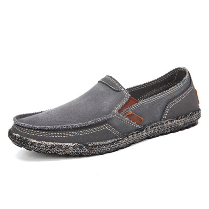 Men’s Washed Canvas Slip-On Shoes | Breathable, Anti-Slip, Classic Deck Style | 8806