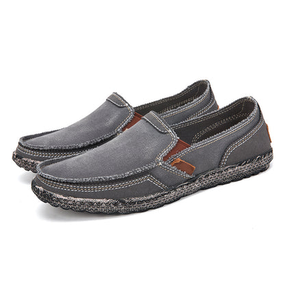 Men’s Washed Canvas Slip-On Shoes | Breathable, Anti-Slip, Classic Deck Style | 8806
