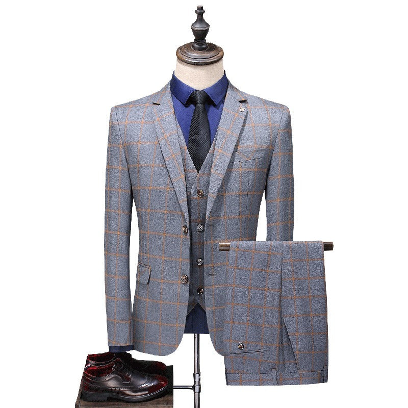 Completo da uomo di qualità premium, 3 pezzi, monopetto, blazer, gilet e pantaloni, casual, da festa e da lavoro, due bottoni, vestibilità elegante | TZ94 