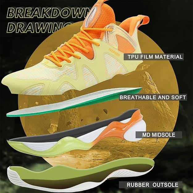 Men's Non-Slip Basketball Shoes Breathable Outdoor Running & Walking Sneakers | A322