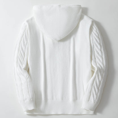 Men's Knitwear Twisted Drawstring Hooded Pullover Sweater 7-Needle Woolen Sweatshirt Jacket | SY0139
