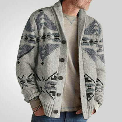 Men Wind Jacquard Knitted Jumper Long-Sleeved Outerwear Jacket Top | SY0052