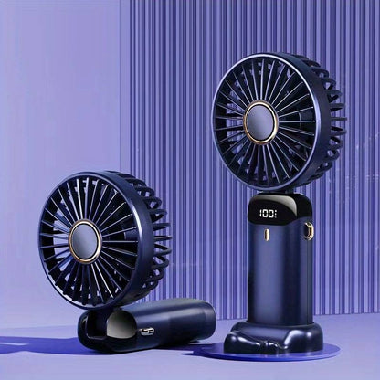 Mini ventilateur portable rechargeable par USB avec 5 vitesses, mini ventilateur pliable à 90 ° avec écran LED, mini ventilateur d'extérieur pour bureau | S12 