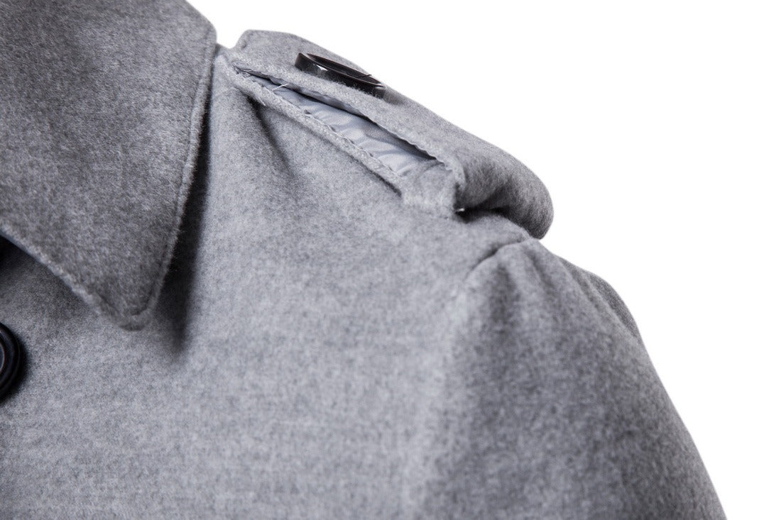 Giacca da uomo in lana, trench di media lunghezza, doppiopetto, vestibilità slim | B050 