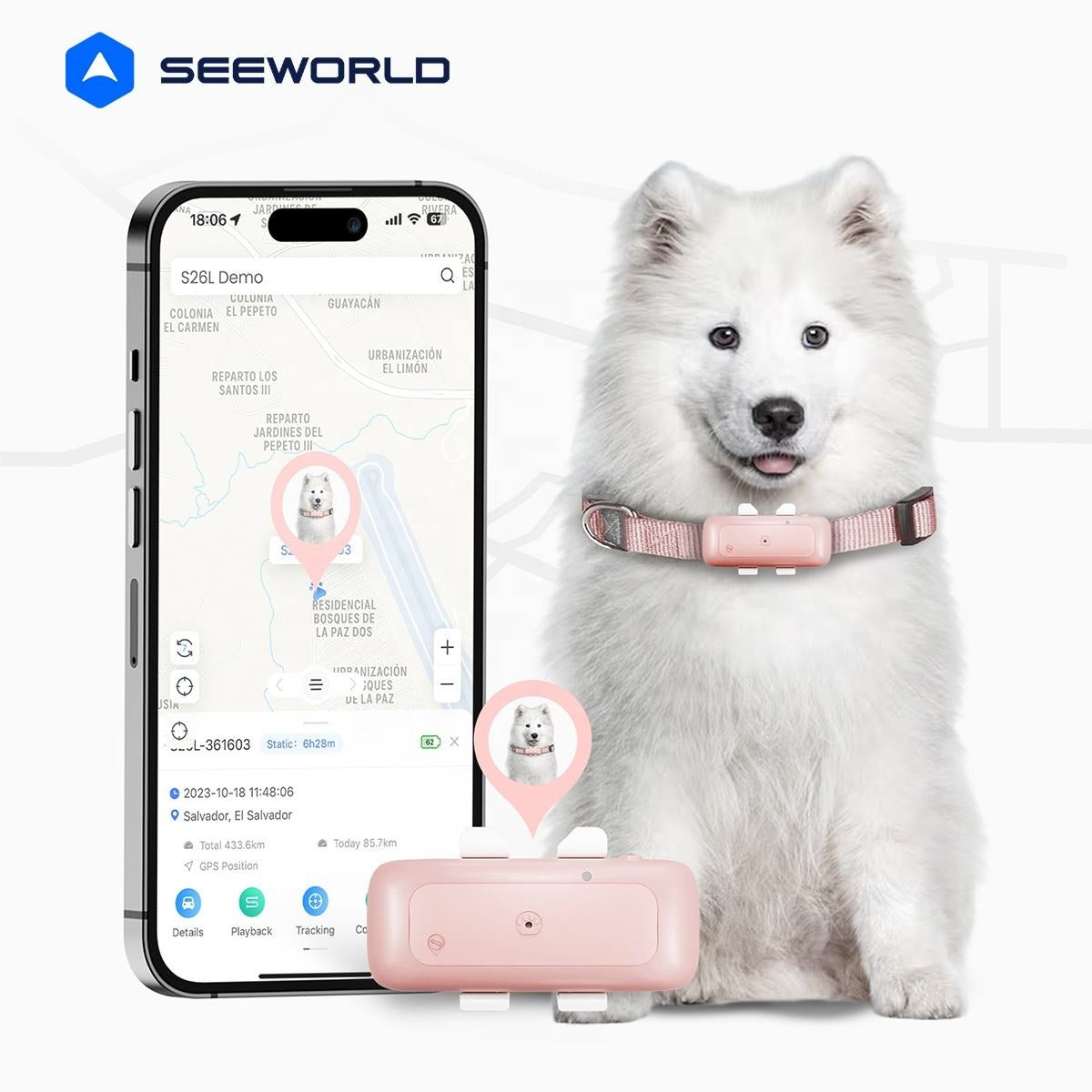 Localizzatore per animali domestici wireless di alta qualità, collare per animali domestici, localizzatore GPS Mini per animali domestici | S26L 