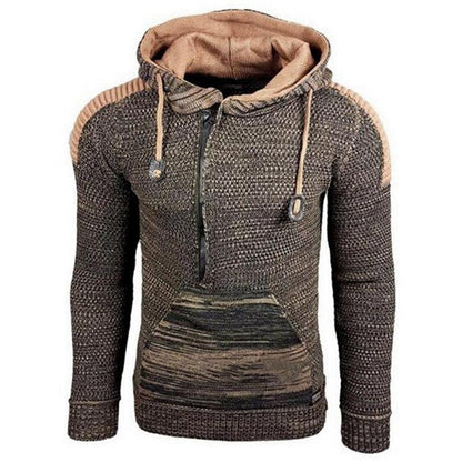 Pull à capuche et manches longues pour homme, élégant et chaud, avec col zippé et sweat-shirt d'hiver 