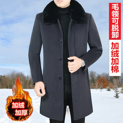 Uomo Cappotto Britannico Giacca di Lana Invernale Cotone Pesante Slim Miscela Casual Trench | 805 