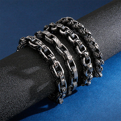 Men’s Stainless Steel Skull Bracelet Punk Motorcycle Ghost Head Design Titanium Steel Bracelet | KB120968-BDJX
