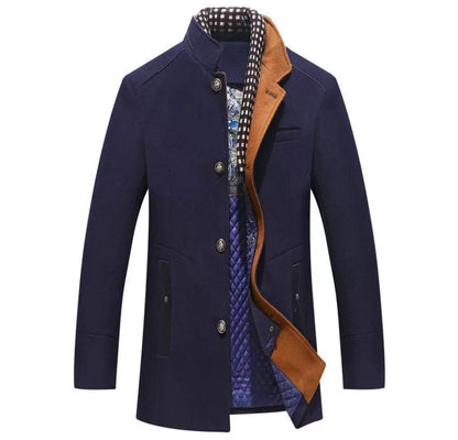 Manteau en laine décontracté à simple boutonnage pour homme, veste d'hiver de qualité supérieure avec col épais et écharpe | 2106 