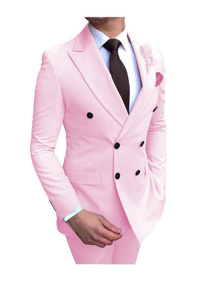 Men's 2 Pieces Suit Double Breasted Notch Lapel Flat Smart Fit Casual Tuxedos Wedding & Events Suits(Blazer+ Pants) | 9/7