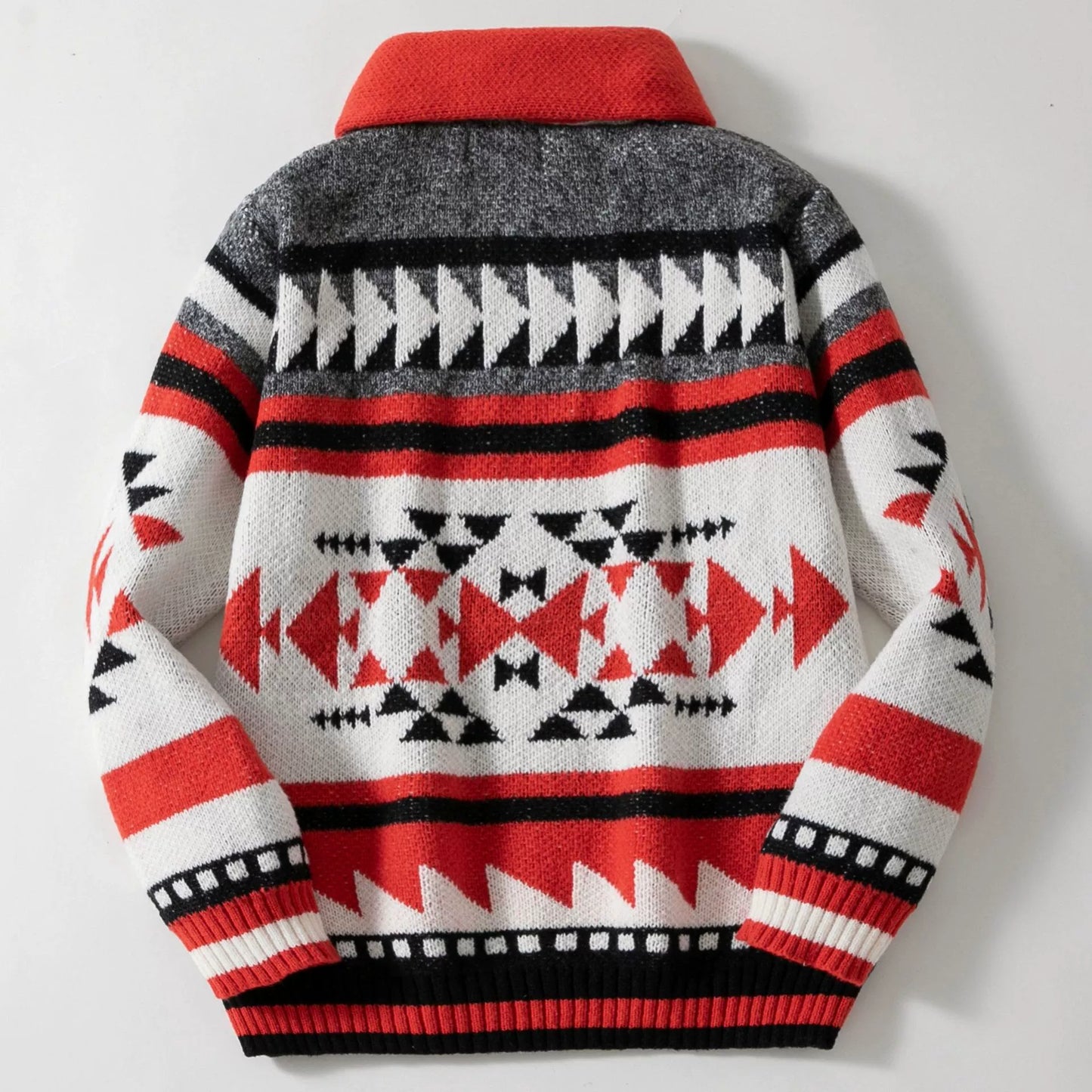 Men's Zipper Cardigan Jacket European & American Long Sleeve Lapel Jacquard Sweater | SY0012