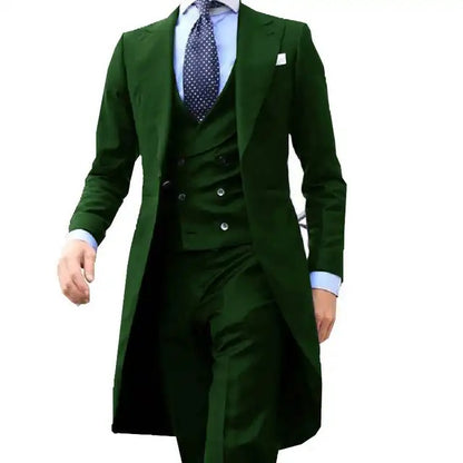 Completo da uomo 3 pezzi smoking ballo lungo blazer personalizzato fatto a mano 3 pezzi per feste, matrimoni e lavoro (giacca + gilet + pantaloni) | 102 