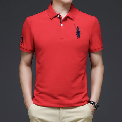 Trendy Embroidered Polo Shirt Short Sleeve Lapel Loose-Fit T-Shirt for Casual Style | K654