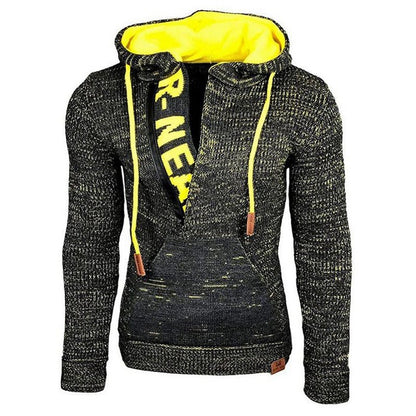 Pull à capuche et manches longues pour homme, élégant et chaud, avec col zippé et sweat-shirt d'hiver 