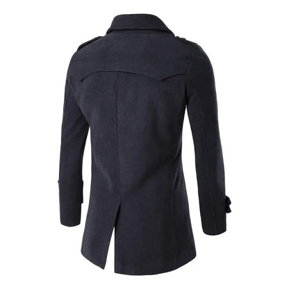 Manteau en laine croisé pour homme, mi-long, slim, trench-coat | 3013 