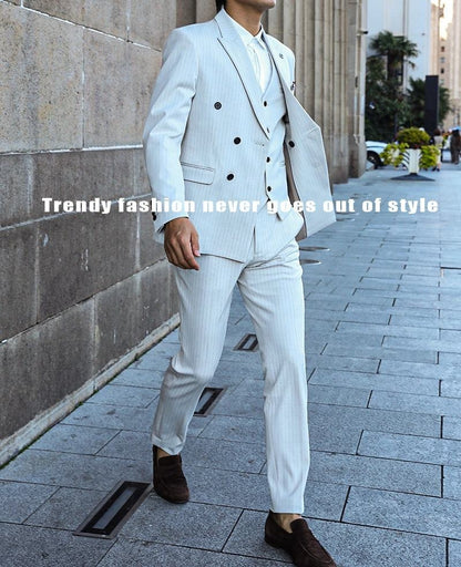 Completo da uomo doppiopetto 3 pezzi su misura, vestibilità comoda, per occasioni formali, feste, business (giacca + gilet + pantaloni) | HC67 