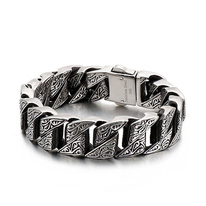 Men's Retro Titanium Steel Bracelet – Punk Rock Style with Snap Clasp | KB123641-BDJX