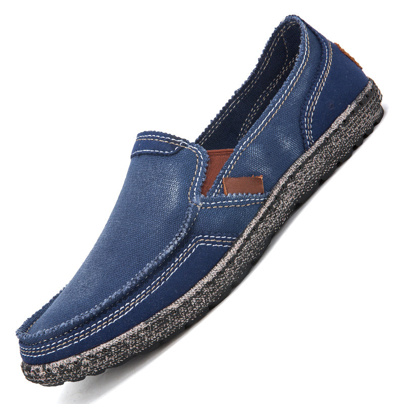 Men’s Washed Canvas Slip-On Shoes | Breathable, Anti-Slip, Classic Deck Style | 8806