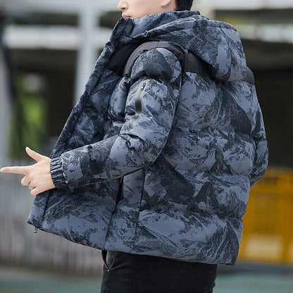 Giacca da uomo con cappuccio, mimetica, casual, ispessita, parka invernale | 2308 