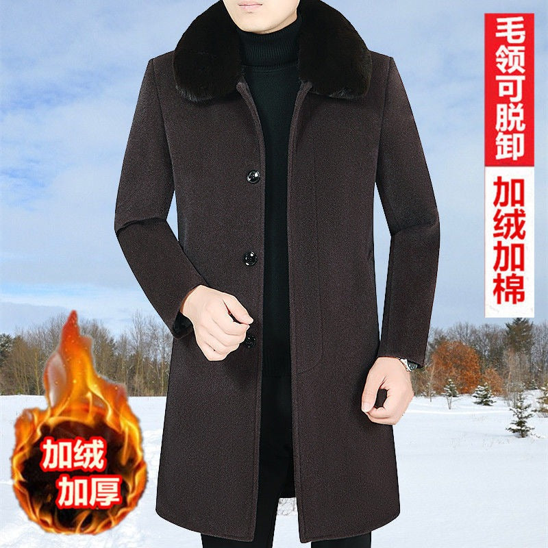 Uomo Cappotto Britannico Giacca di Lana Invernale Cotone Pesante Slim Miscela Casual Trench | 805 