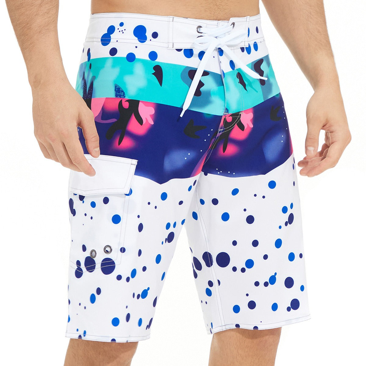 Costume da bagno da uomo con stampa a righe, pantaloncini con coulisse, pantaloncini da spiaggia estivi | 1053 