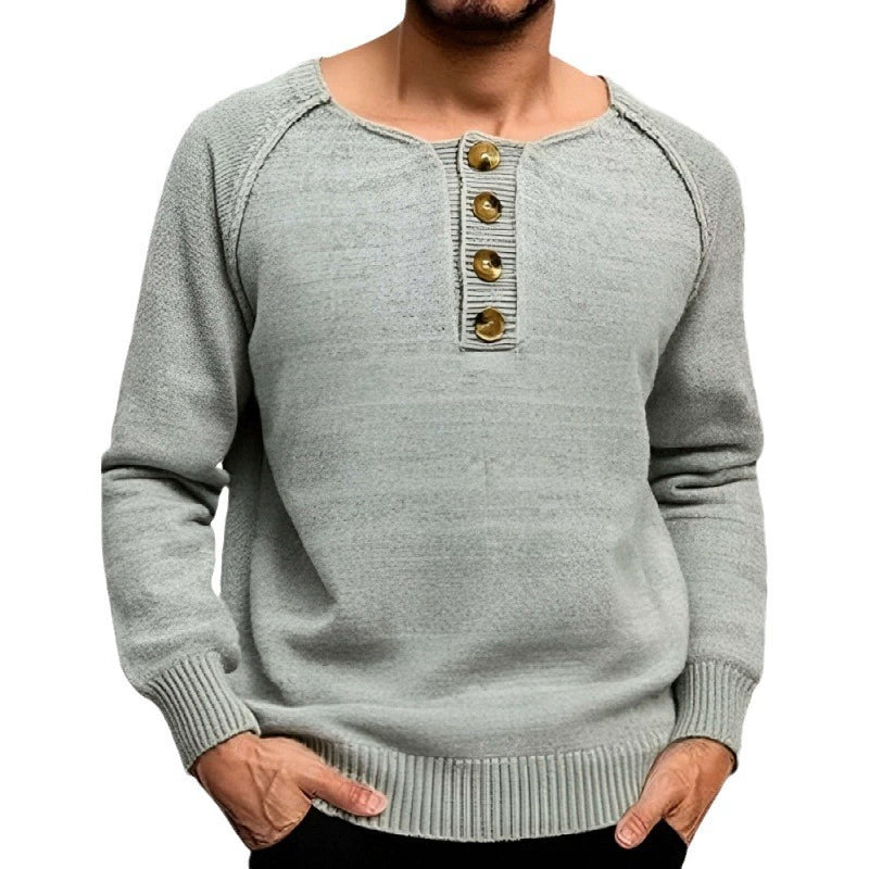 Men’s Solid Color Long-Sleeve Pullover Sweater Thin, Lightweight Base Layer | SY0140