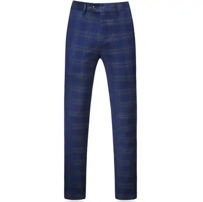 Completo da uomo a quadri 3 pezzi slim fit doppiopetto giacca gilet pantaloni | 6027