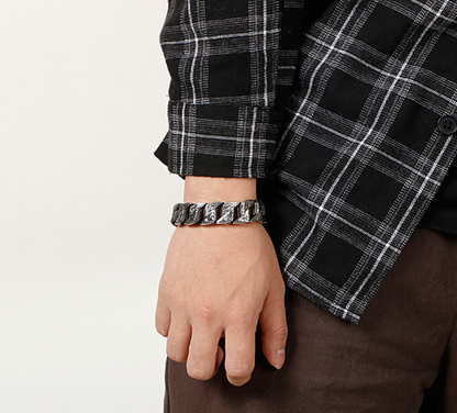 Men's Retro Titanium Steel Bracelet – Punk Rock Style with Snap Clasp | KB123641-BDJX