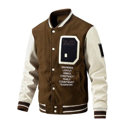 Men's Winter Color-Blocked Woolen Baseball Jacket Casual & Stylish Fashion Coat | 77162