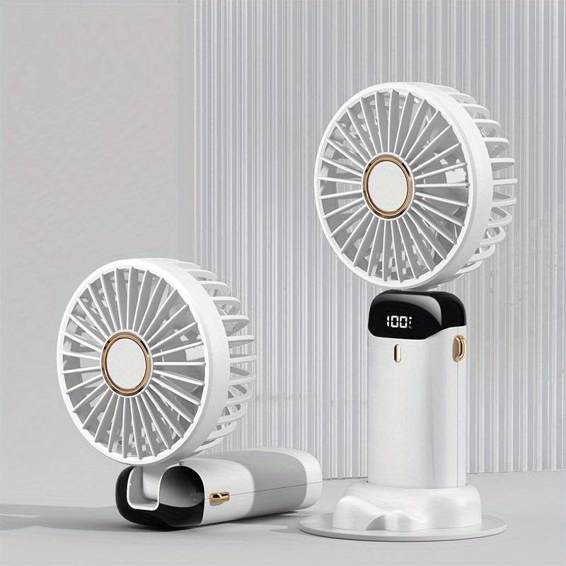 Mini ventilateur portable rechargeable par USB avec 5 vitesses, mini ventilateur pliable à 90 ° avec écran LED, mini ventilateur d'extérieur pour bureau | S12 