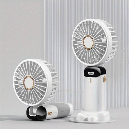 Mini ventilateur portable rechargeable par USB avec 5 vitesses, mini ventilateur pliable à 90 ° avec écran LED, mini ventilateur d'extérieur pour bureau | S12 