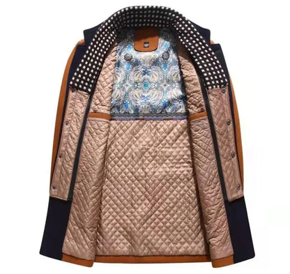 Manteau en laine décontracté à simple boutonnage pour homme, veste d'hiver de qualité supérieure avec col épais et écharpe | 2106 