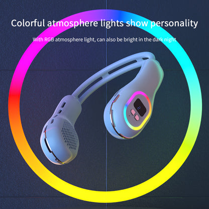 Ventilatore da collo estivo indossabile a mani libere senza pale Ventilatori di raffreddamento LED Luce colorata 3 velocità Regolazione della direzione del vento a 360° Aria condizionata portatile ricaricabile | S57 