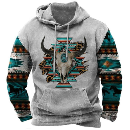 Men's Fashion Cowboy Killer Hoodies Long Sleeve Hooded Sweatshirt Casual Tops Pullover
