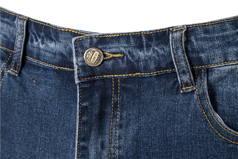 Jeans pour hommes en denim uni décontracté, coupe slim, pantalon en denim extensible | 515-6183 