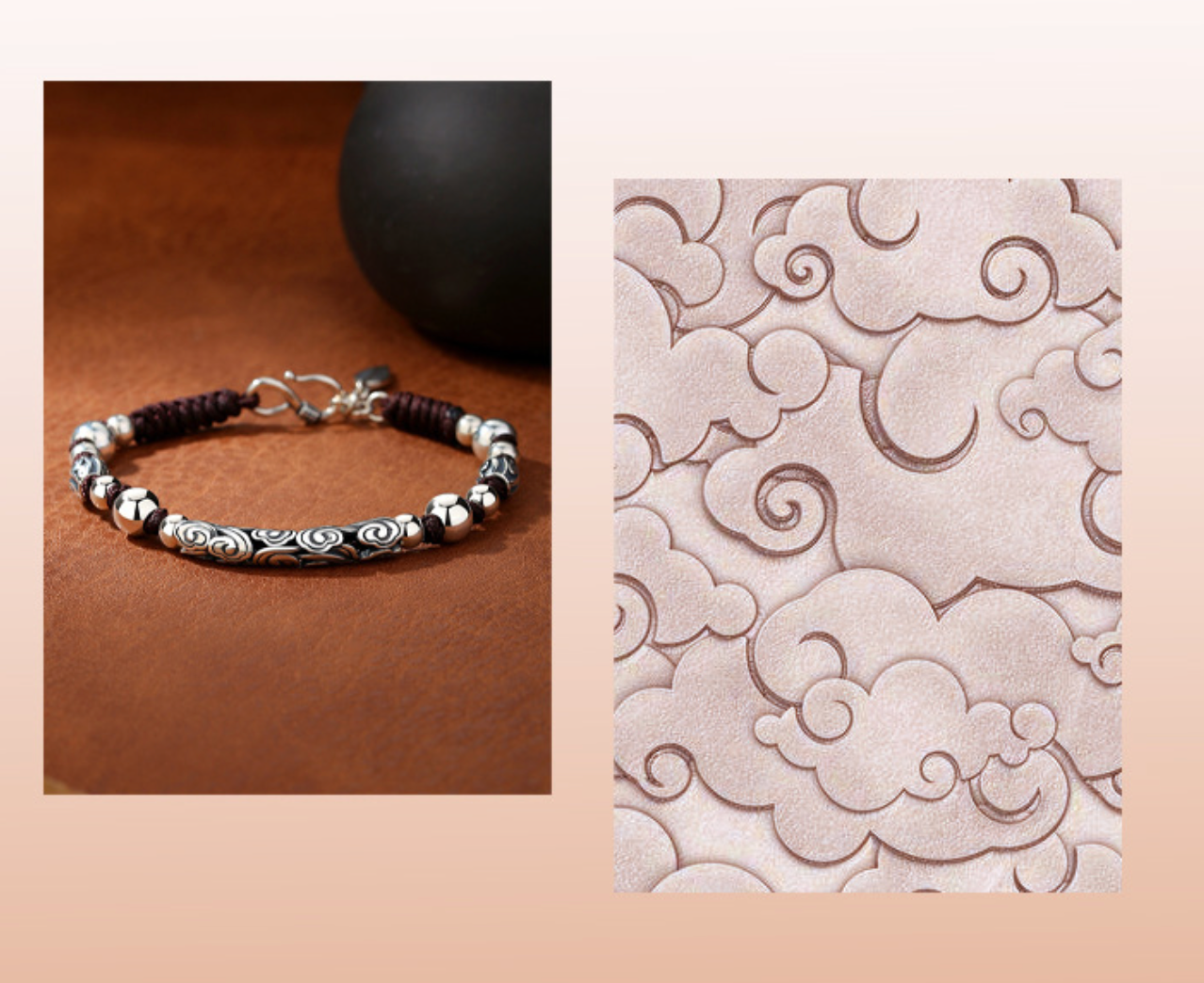 Men’s Sterling Silver Celestial Relief Bracelet Adjustable Fortune Wristband 3D Handcrafted Spiritual Design | CB22031-1BYSR