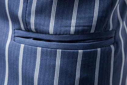 Giacca da uomo blu a righe con due bottoni, da festa, da lavoro, formale | 1812 