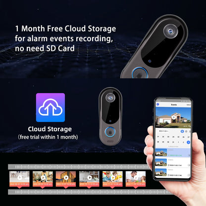 Videocitofono wireless WiFi Smart ad alta definizione con telecamera, citofono bidirezionale, condivisione multi-persona, archiviazione cloud | AL-T3 