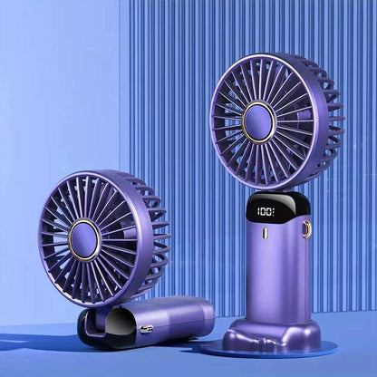 Mini ventilateur portable rechargeable par USB avec 5 vitesses, mini ventilateur pliable à 90 ° avec écran LED, mini ventilateur d'extérieur pour bureau | S12 