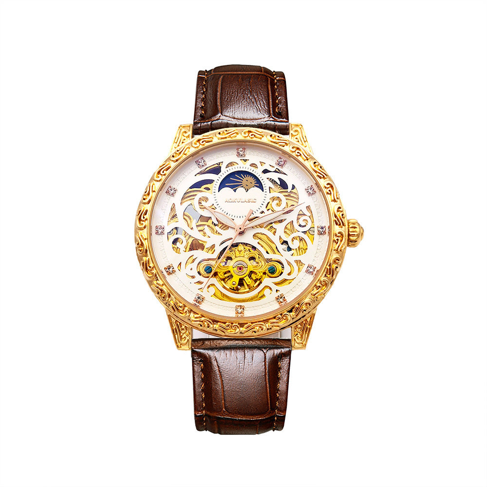Men's Mechanical Watches Automatic Waterproof Business Wristwatch Leather Watch | 2120-6