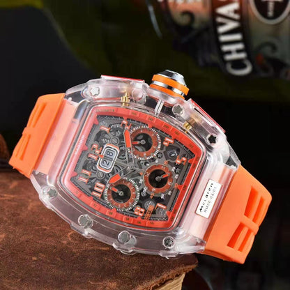 Men's Luxury Best Sports Watch Transparent Case Chronograph New Gift Watches |