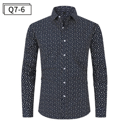 Men's Formal Classic Design Flower Print Button Up Shirt Business Dress Shirt | Q7
